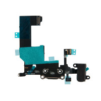 Шлейф с разъемами зарядного устройства и аудио с микрофоном iPhone 5 / 821-1417 черный