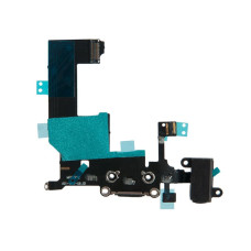 Шлейф с разъемами зарядного устройства и аудио с микрофоном iPhone 5 / 821-1417 черный