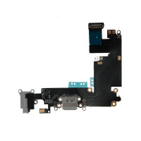 Шлейф с разъемами зарядного устройства и аудио с микрофоном iPhone 6 Plus / 821-2220 серый