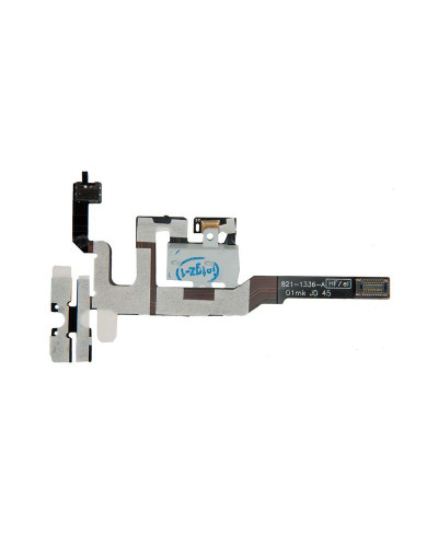 Шлейф с аудио разъемом, микрофоном, с кнопками громкости и вибромотором iPhone 4S / 821-1336 белый